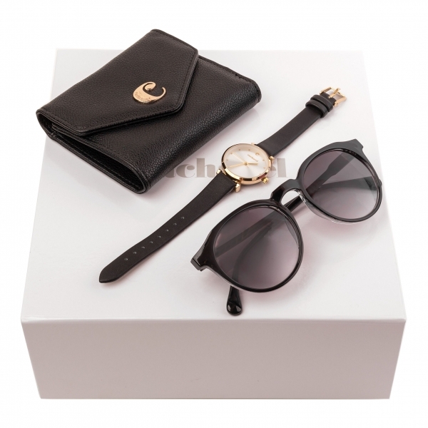 Zestaw Cacharel Black (damka torebka, zegarek i okulary przeciwsłoneczne)